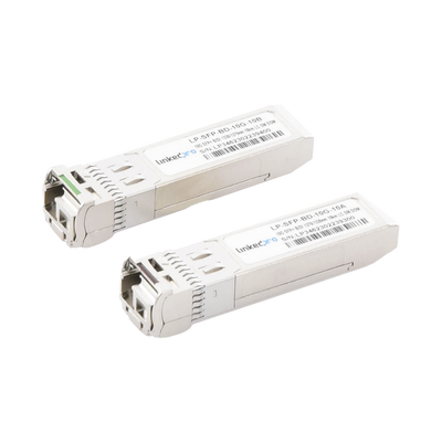 Transceptores Ópticos Bidireccionales SFP+ (Mini-Gbic) / Monomodo 1270 & 1330 nm / 10 Gbps / 10GBASE-BX / Conector LC/UPC Simplex / DDM / Hasta 10 km / 2 Piezas 
