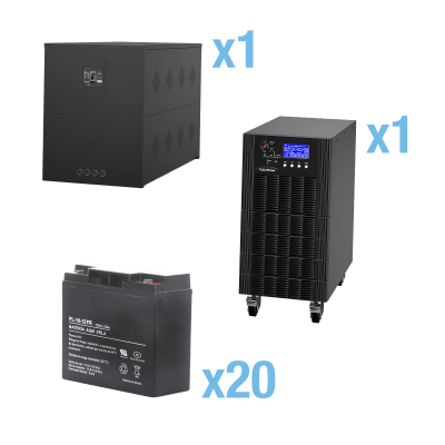 UPS Trifásico de 15 kVA/15 kW, Topología Online Doble Conversión, Voltaje de 208/220 Vca de L-L, Respaldo de 5 Minutos al 100% de Carga, Incluye Módulo y Banco de Baterías