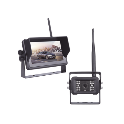 Sistema Profesional Inalámbrico de Cámara de Reversa Infrarroja y Monitor Touch de 7" para Vehículos de Trabajo y Montacargas 