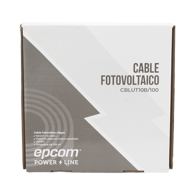 Cable Fotovoltaico Negro / Cobre Estañado / 6 mm² (10 AWG) / 2000V / Rollo de 100m / / UL 4703 y TUV