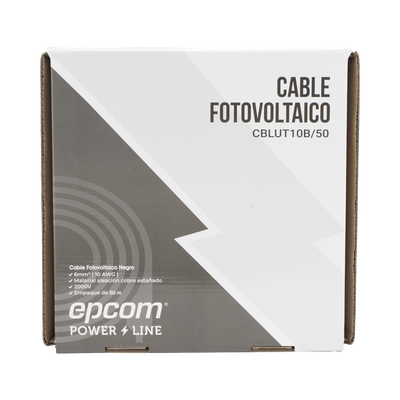 Cable Fotovoltaico Negro / Cobre Estañado / 6 mm² (10 AWG) / 2000V / Rollo de 50 m / / UL 4703 y TUV
