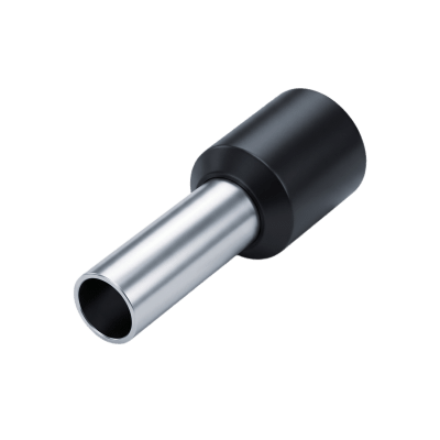 Conector Ferrule | 16AWG | 1.5mm² | Conductor Latón Estañado | Aislamiento PVC Negro / 14.6 mm | 25 Piezas por Bolsa