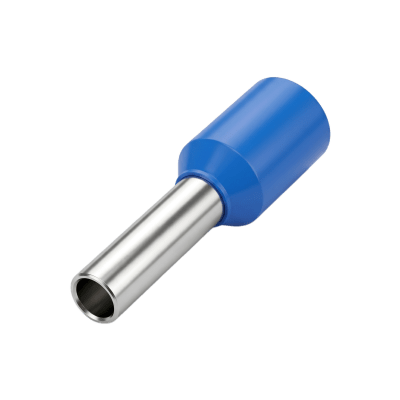 Conector Ferrule | 14AWG | 2.5mm²  | Conductor Latón Estañado  | Aislamiento PVC Azúl | 25 Piezas por Bolsa