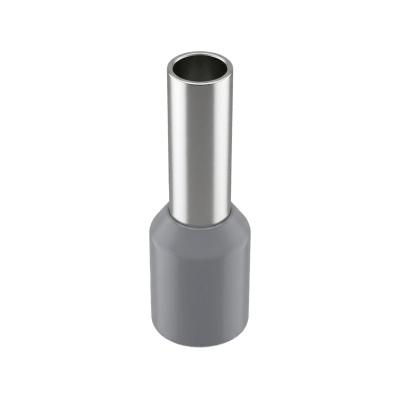 Conector Ferrule | 12AWG  | 4mm²  | Conductor Latón Estañado | Aislamiento PVC Gris | 25 Piezas por Bolsa