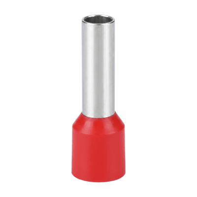 Conector Ferrule | 6AWG | 10mm²  | Conductor Latón Estañado  | Aislamiento PVC Rojo | 25 Piezas por Bolsa