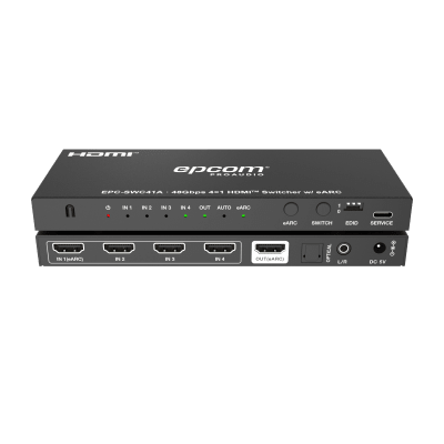 Switch HDMI 4x1 | 8K@60Hz 4:2:0 | 48 Gbps | ARC/eARC | Extracción de Audio | Gestión EDID | Control CEC 