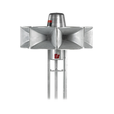 Sirena Electromecánica Eclipse8 / Omnidireccional 360° / 115 dBc a 30.5 m (100 ft) / 3 Señales de Alerta / Alimentación DC 46V / 255 lb (116 kg) / Aluminio 100%
