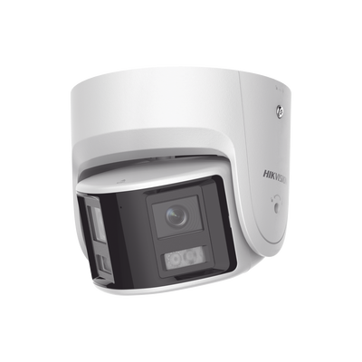 [FlexVu] [PROTECCIÓN ACTIVA] Turret IP Panorámica 4 Megapíxel / 2 Lentes 2.8 mm (180°) / Imagen a Color 24/7 (ColorVu) / PoE / WDR 130° / IP67 / ACUSENSE / Luz Estroboscópica y Alarma Audible / 30 mts Luz Blanca / Mic
