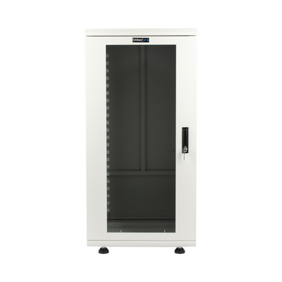Gabinete Rack 24 Unidades / 19 Pulgadas / Puerta de Cristal / Piso / Acero Calibres 16-18-20 / 750 Kg Carga / 600x605x1190 mm (23.6x23.8x46.9 in) / Vidrio con Cerradura, Niveladores Incluidos