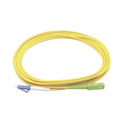 Jumper de Fibra Óptica Monomodo LC/UPC SC/APC Simplex, Color Amarillo 1 Metro (3.28 Pies)