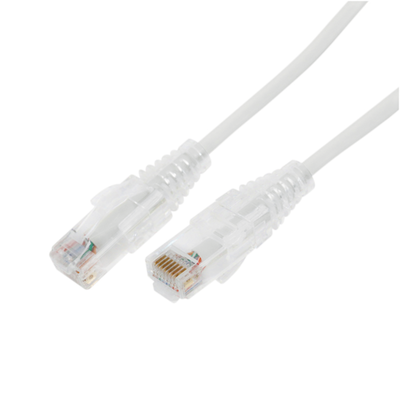Cable de Parcheo Slim UTP Cat6A - 0.5 Metros (1.64 Pies) Blanco, Diámetro Reducido (28 AWG)
