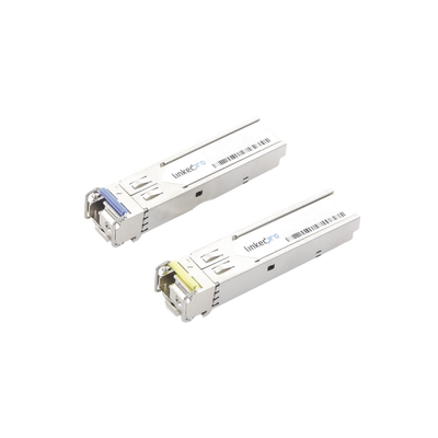 Transceptores Ópticos Industriales Bidireccionales SFP+ (Mini-Gbic) / Monomodo 1270 & 1330 nm / 10 Gbps / 10GBASE / Conector LC/UPC Simplex / DDM / Hasta 40 km / 2 Piezas