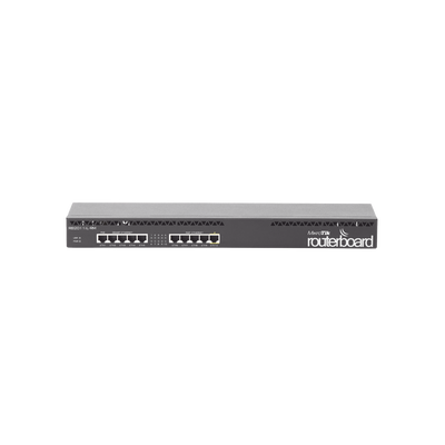 RouterBoard, 5 Puertos Gigabit, 5 Puertos Fast, Licencia Nivel 4 y montaje en Rack