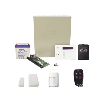 Kit inalámbrico de panel VISTA48 con teclado 6160RF receptor inalámbrico, 2 contactos magneticos, 1 PIR 5800PIR, 1 Control Remoto 58344, Batería y Transformador