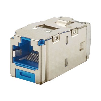 Conector Jack RJ45 Blindado, Estilo TG, Mini-Com, Categoría 6A, de 8 Posiciones y 8 Cables, Color Azul