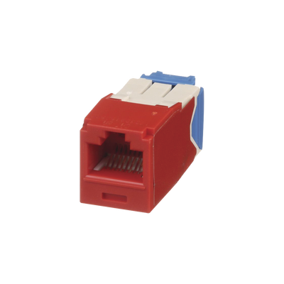 Conector Jack RJ45 Estilo TG, Mini-Com, Categoría 6A, de 8 Posiciones y 8 Cables, Color Rojo