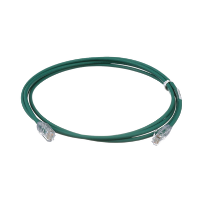 Cable de Parcheo UTP Cat6A, CM/LSZH, Diámetro Reducido (28AWG), Color Verde, 2.13 Metros (7 Pies)