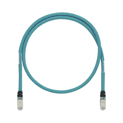 Patch Cord Cat6A de Grado Industrial 600V, Blindado SF/UTP, Calibre 26 AWG, Color Aqua, 5 Metros (16.40 Pies)