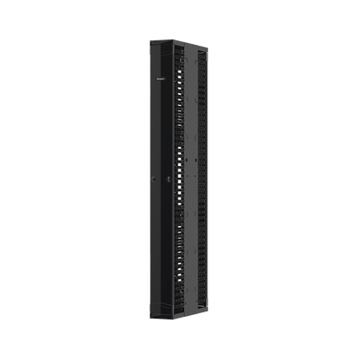 Organizador Vertical PatchRunner™ Mejorado, Doble (Frontal y Posterior), Para Rack Abierto de 45 Unidades, 12in de Ancho, Color Negro