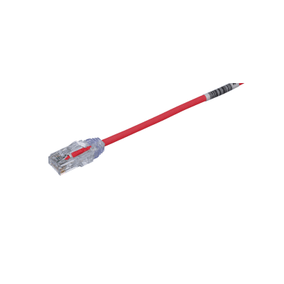 Cable de Parcheo TX6, UTP Cat6, Diámetro Reducido (28AWG), Color Rojo, 6.1 Metros (20 Pies)