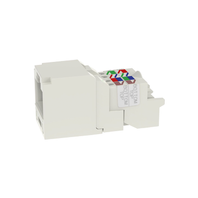 Conector Jack RJ45 Estilo TP, Mini-Com, Categoría 6, de 8 Posiciones y 8 Cables, Color Blanco Mate