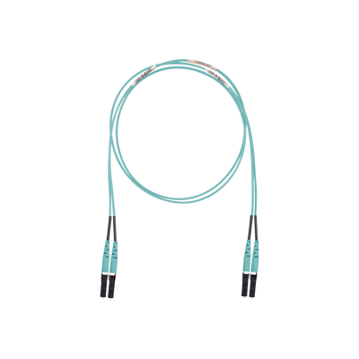 Jumper de Fibra Optica Multimodo 50/125 OM3, LC-LC Duplex, LSZH (Cero Halógenos), Color Aqua, 10 Metros (32.81 Pies)