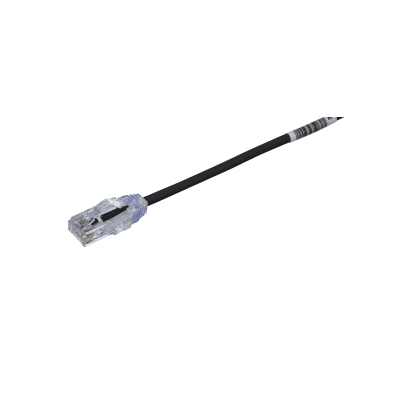Cable de Parcheo UTP Cat6A, CM/LSZH, Diámetro Reducido (28AWG), Color Negro, 0.5 Metros (1.64 Pies)