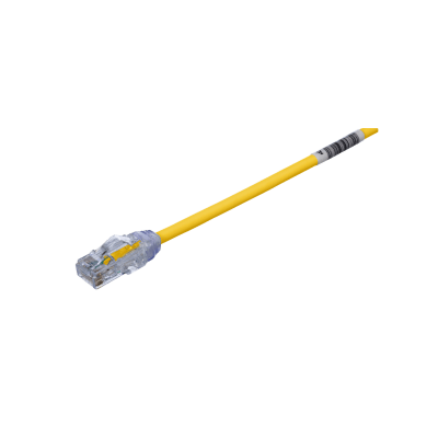 Cable de Parcheo UTP Cat6A, CM/LSZH, Diámetro Reducido (28AWG), Color Amarillo, 0.61 Metros (2 Pies)