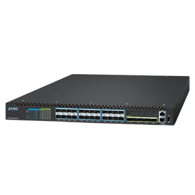 Switch Gestionado Capa 3 Multi-puerto 10G/25G + 2/4-Puerto 100G QSFP28 / 880-1520 Gbps Non-Blocking / Stacking 10 Unidades / Enrutamiento OSPF, BGP, RIP, VRRP / ERPS G.8032 / Slot Para Fuente Redundante AC/DC / Data Center y AI Infrastructure