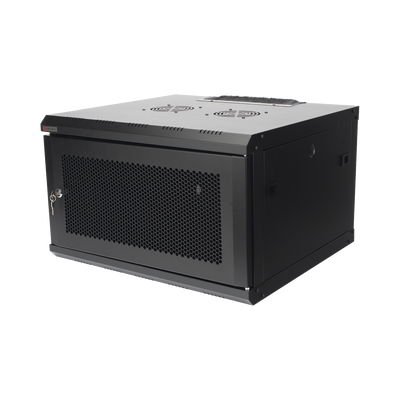 Gabinete de Pared PRECISION 19 in 6UR (455mm) - Puerta Perforada Incluye: 2 Ventiladores y Panel Cepillo