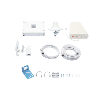 Kit Amplificador de Señal Celular 2G, 3G, 4G y 5G / Mejora llamadas convencionales y VoLTE / Amplifica señal de TELCEL, AT&T, MOVISTAR, BAIT,DiRi y más / Cubre hasta 300 m² con una antena y hasta 900 m² con 3 antenas.