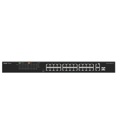 Switch PoE+ no Administrable, hasta 180 Watts Ideal para CCTV, 24 Puertos 10/100 PoE+, 2 Uplinks Gigabit (1 SFP COMBO)