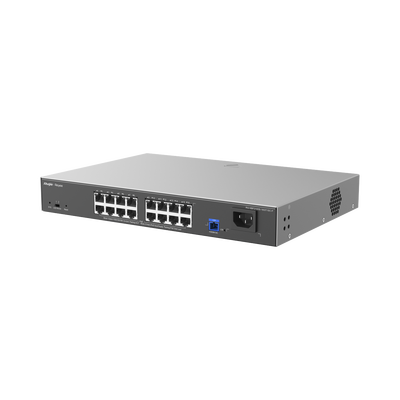 e-Lighten ONU / Switch PoE+ Hibrido, Capa 2 con un Puerto PON 1G SC/UPC y 16 Puertos Ethernet PoE+ 1G hasta 240 Watts y 100 Clientes