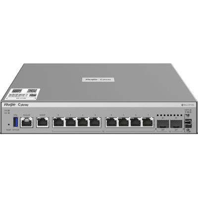 Firewall Next Generation / Empresarial / Alto Rendimiento 7 Gbps / Protección de Amenazas 500-700 Mbps / Gestión Cloud / 8 Puertos RJ45 + 2 SFP / Rack 1U / AI-Powered Security / Ruijie Reyee Cybrey