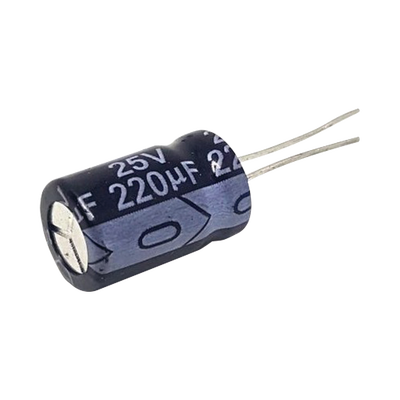  Capacitor Electrolítico Radial de Aluminio, 220 µFd, 25 Vcc, 105 °C, 8 x 11 mm.