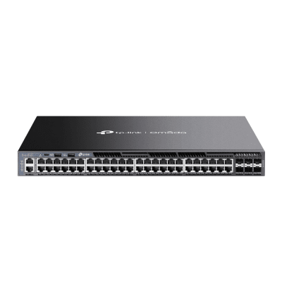 Switch Omada L3 SDN Administrable / 48 puertos Gigabit y 6 puertos SFP+ / Funciones RIP, VRRP, Servidor DHCP / Administración centralizada OMADA / Fuente Redundante