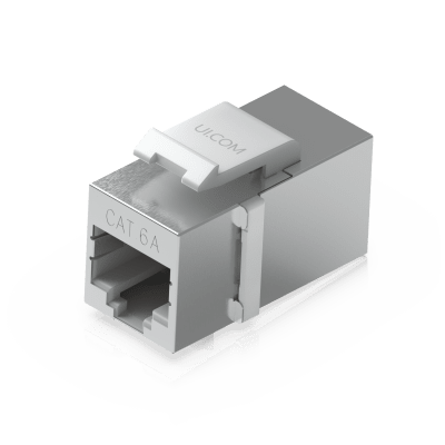 Keystone Coupler Cat6A Pass-Through para Cable Ethernet Preterminado, Instalación Snap-In en Patch Panel, Paquete con 12 Piezas