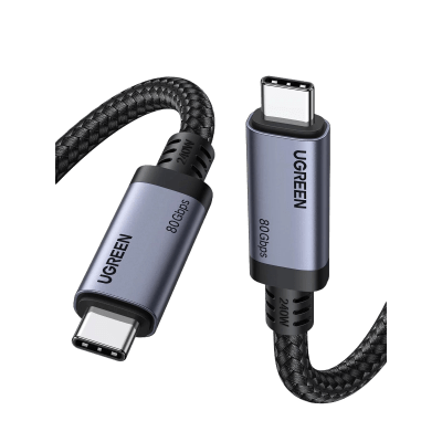 Cable USB-C Thunderbolt 5 / 80 Gbps Bidireccional / 120 Gbps Unidireccional / 1 m (3.28 ft) / 24 Pines / E-Marker IP2133H / 5A Máximo / Aluminio + Cobre Blindado