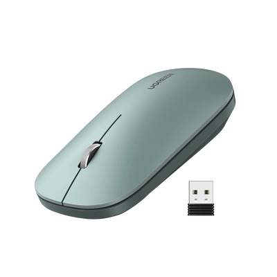 Mouse inalámbrico 2.4 GHz | Ultra Delgado y Silencioso | DPI 1000/1600/2000/4000 (Ajustable)  | Alcance 10m | Scroll de Aluminio | Adaptable a diferentes superficies | Diseño suave al tacto | Contiene Receptor USB | Color Verde