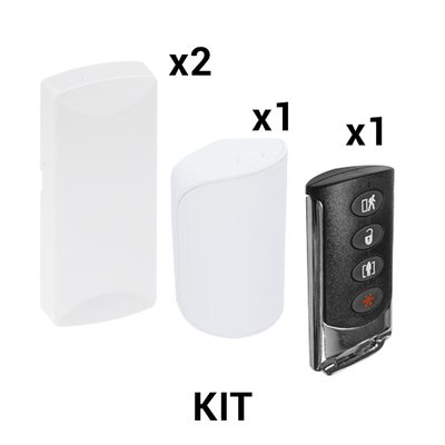 [KIT-RF-SFIRE-DSC-2] KIT Básico Sensores Inalámbricos - Incluye 2 Contactos Magnéticos, 1 PIR y 1 Llavero - Compatibles con Paneles DSC 433 MHz
