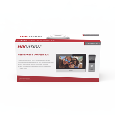 [DS-KIS303-P] Kit de Videoportero Analógico de Metal / IP a 4 Hilos con Función de Llamada a App Hik-Connect / Monitor se Conecta a Internet por Cable o WiFi y por 4 Hilos al Frente de Calle  IP65 / Expandible a Mas Equipos 
