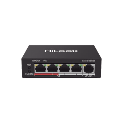 [NS-0105P-35(B)] Switch PoE+ / 4 Puertos 10/100 Mbps PoE+ (af / at) / 1 Puerto 10/100 Mbps Uplink / Modo Extendido hasta 250 Metros / 35 Watts