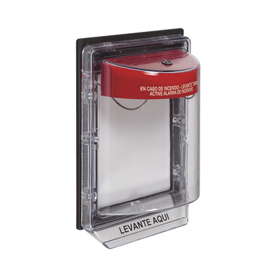 [STI-1150-ES] Cubierta Protectora Serie Stopper II® De Policarbonato, Con Alarma, Montaje en Superficie, Interior/Exterior, Etiqueta en Español