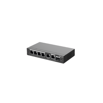 [RG-ES206GS-P] Switch Administrable con 4 puertos Gigabit PoE, 2 Uplink Gigabit y 1 Uplink Gigabit para Fibra SFP en combo, gestión gratuita desde la nube