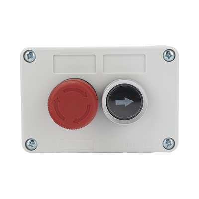 [XBS-SW-23] Botonera Doble Para Barreras Vehiculares, Operadores Corredizos y Abatibles / Botón de Stop Enclavado