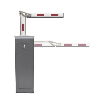 [KT-XBF-RBA4] Kit de Barrera Vehicular Derecha y Brazo ARTICULADO de 4 Metros / Finales de Carrera Ajustables por Programación / Movimiento Fluido / Diseño Elegante Color Gris / Con Corona Led Semaforizada