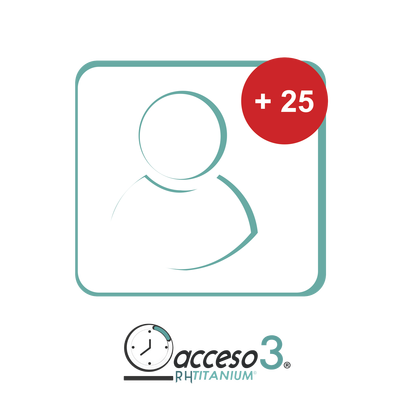 [TITANIUM25EMP] [BAJO PEDIDO] Expansión de 25 Empleados adicionales para Software Acceso3 - TITANIUM / Compatible con NOMINA