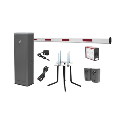 [KIT-XBS-3R] Kit COMPLETO Barrera Derecha XBS Con Corona LED / Brazo de 5.5 Metros / Incluye Sensor de Masa, Transformador, Lazo Magnético, Ancla, Fotoceldas y 2 Controles Inalámbricos