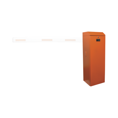 [XBS-5000-LN] Barrera vehicular izquierda / Soporta brazo de hasta 5.5 m / Final de carrera ajustable por programación / Movimiento fluido / Diseño elegante color naranja