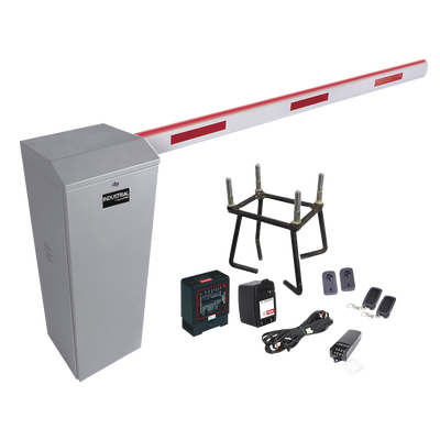 [KIT-XBS-LED-R] Kit COMPLETO Barrera Derecha XB / Brazo de 5 Metros con Iluminacion LED Rojo-Verde / Incluye Sensor de masa, Transformador, Lazo, Ancla, Fotoceldas 2 Controles Inalámbricos
